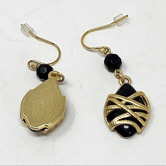 Stunning Gold & Black Hanging Earrings - Picture 2 of 2